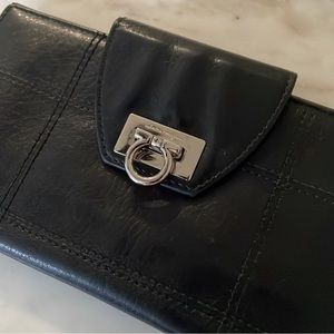 SALVATORE FERRAGAMO WALLET black leather bill fold 100% authentic